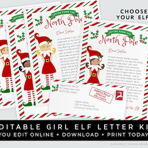 Letter from Elf for Girl, Elf Letter Printable, Editable Letter from Elf Kit, Personalized Elf Letter, Instant Template Download, Corjl #092