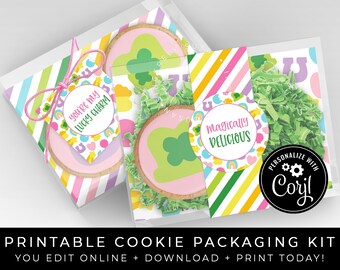 CUSTOMIZABLE You&#39;re My Lucky Charm Cookie Packaging Wrap Kit, Editable Tag St. Patrick&#39;s Day Magically Delicious Printable, Corjl #101 VIP