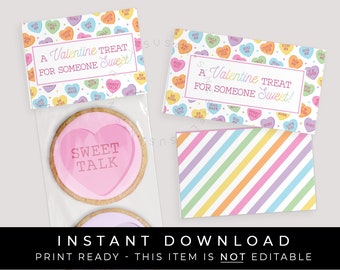 Instant Download Valentine's Day Bag Topper, Printable Candy Heart Cookie Topper, Sweet Talk Valentine Conversation Tags, #218AID VIP