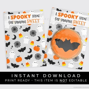 Carte à biscuits d'Halloween à téléchargement immédiat, régal effrayant pour quelqu'un de doux support de biscuits imprimable, #179AID VIP
