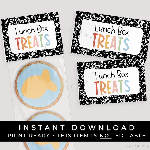 Instant Download Lunch Box Treats Bag Topper, Back to School Composition Printable Mini Cookie Topper, #299AID VIP