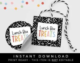 Sofortiger Download Lunch Box Leckereien Back to School druckbare Tag, Schule Keks Snack Mittagessen Schüler Geschenkanhänger, #299AID VIP