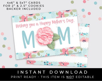 Instant Download Floral Happy Mother's Day MOM Cookie Card Printable, Wishing You a Happy Mother's Day Mini Cookie Gift Card, #265CID VIP