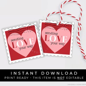 Sofortiger Download Senden Love Your Way Valentine Cookie Tag Printable, Valentinstag Liebesbrief Briefmarke Geschenkanhänger, #235BID VIP