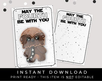 Instant Download May the Fourth Be With You Cookie Card Printable, Space Wars Galaxy Stars Mini Cookie Backer May 4th Day, #114W4THID VIP