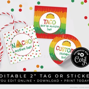CUSTOMIZABLE Nacho Taco Father's Day Gift Tag, Nacho Average Dad Mini Cookie Tag, Personalized Printable Taco Tag Download, Corjl #133 VIP