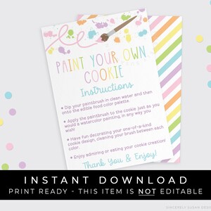 Download istantaneo Istruzioni per i biscotti PYO primaverili Biglietto stampabile, Pasqua pastello Dipingi il tuo kit di biscotti 3,5 x 5, #108AID VIP
