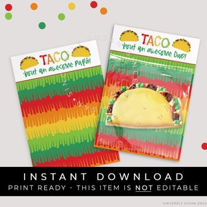 Download instantâneo Cartão de biscoito Taco do Dia dos Pais para impressão, Taco Bout Awesome Dad Mini Taco Piñata Cookie Backer Papá espanhol, # 133FDTPID VIP