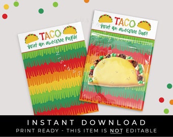 Sofortiger Download Vatertag Taco Cookie Karte zum ausdrucken, Taco Bout Super Dad Mini Taco Piñata Cookie Backer Spanisches Papá, #133UDTPID VIP