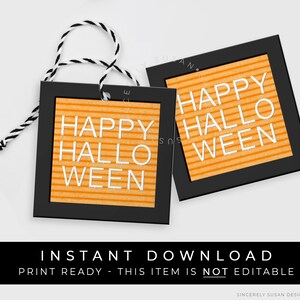 すぐにダウンロードできるハロウィーンレターボードクッキータグ、印刷可能なハッピーハロウィーントリックオアトリートパーティーの記念品タグ、#176BID VIP