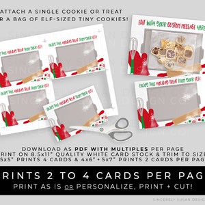 CUSTOMIZABLE Elf Cookie Card Printable, Elf Return Gift Mini Cookies ...