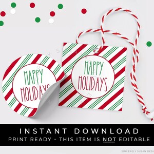 Download instantâneo de etiqueta de biscoito de boas festas, etiqueta de embrulho de presente de Natal com faixa de bastão de doces de Natal ou lembrancinha de festa, # 196BID VIP