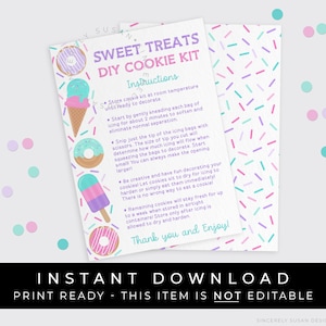 Instructions pour kit de biscuits DIY, Gâteries sucrées à téléchargement immédiat