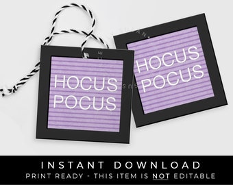 Instant Download Hocus Pocus Halloween Letterboard Cookie Tag, Printable Purple Halloween Party Favor Message Board, #176HID VIP
