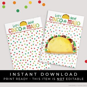 Download instantâneo Cinco de Mayo Mini Cookie Card para impressão, Lets Taco Bout Cinco de Mayo, Mexican Fiesta Confetti Cookie Backer, # 133CCID VIP