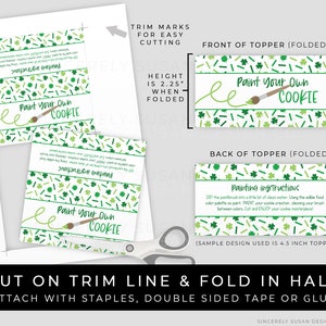 Instant Download Large St. Patrick's Day Paint Your Own Cookie Bag Topper Printable, Shamrock Sprinkles PYO Cookie Topper Tag, 242BID VIP image 2