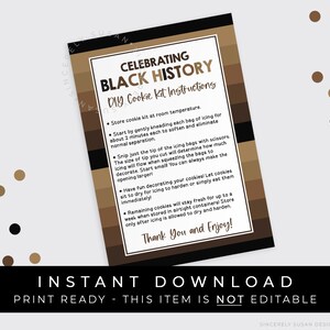 Instant Download Black History DIY Cookie Kit Instructions Printable Card, Celebrating Black History Month Cookie Decorating Kit, #237ID VIP