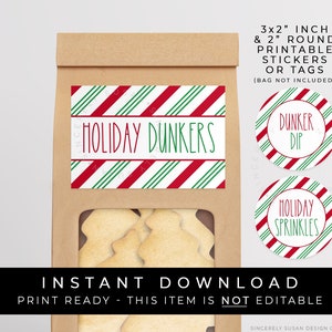 Instant Download Holiday Dunkers Cookie Printable, Dunk A Cookie Bag Label Sticker Tag Christmas Dippers Dip & Sprinkles Labels, #196 VIP