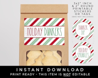 Sofortiger Download Urlaub Dunkers Cookie Printable, Dunk A Cookie Bag Label Sticker Tag Weihnachten Dippers Dip & Streusel Etiketten, #196 VIP