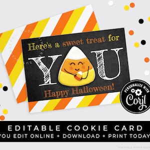 CUSTOMIZABLE Halloween Mini Cookie Cards, Halloween Candy Corn Printable Sweet Treat Card Personalized Cookie Packaging, Corjl #153 VIP