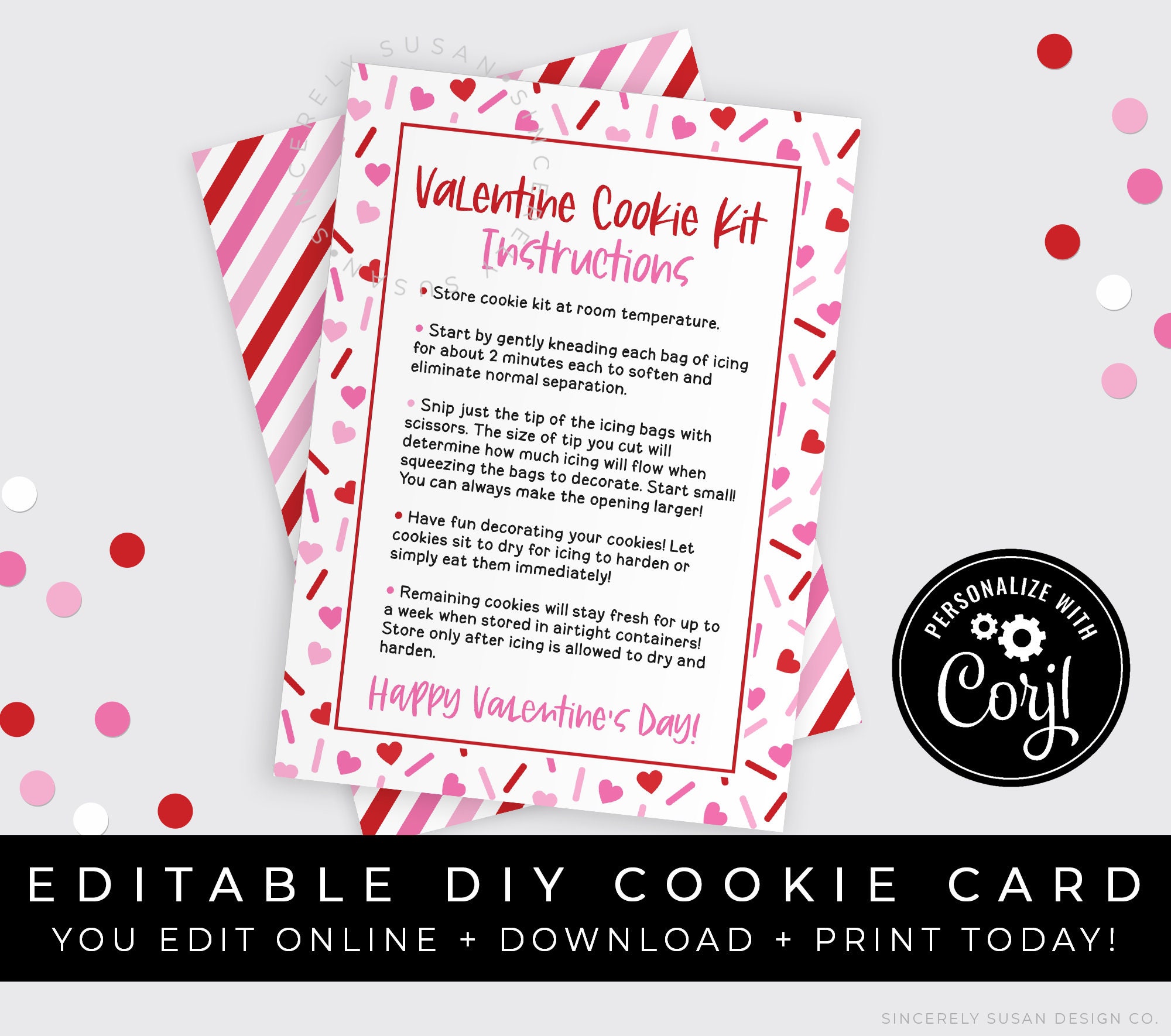 CUSTOMIZABLE Valentine DIY Cookie Kit Instructions Printable - Etsy