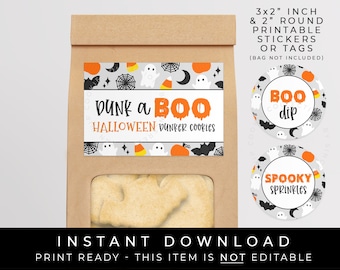 Instant Download Dunk a BOO Mini Cookies Printable Label, Halloween Dunker Cookies Tag Dip Sprinkles Labels Sticker, #179ID VIP