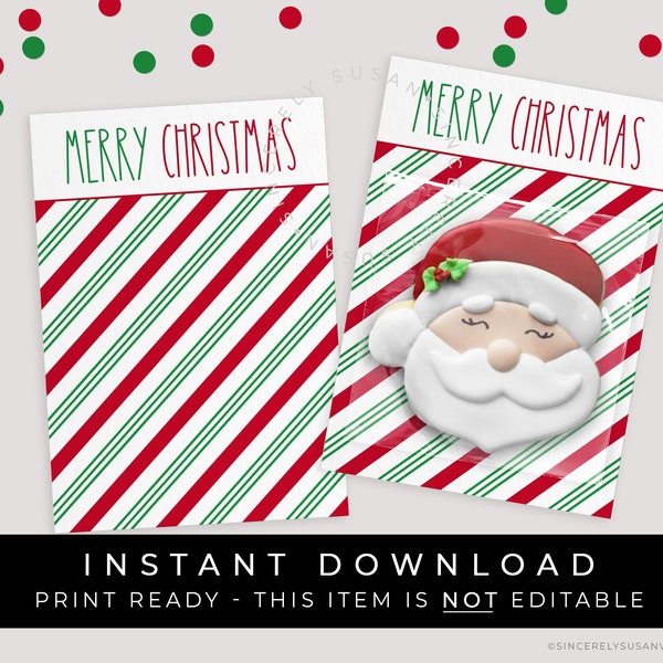 Instant Download Merry Christmas Cookie Card Printable, ANY Cookie Holiday Mini Cookie Card Packaging Peppermint Candy Stripe, #196BID VIP