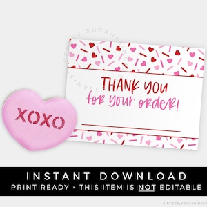 Instant Download Valentijnsdag Bedankt voor uw bestelling Klantnaamkaarttag, besprenkeld met liefde Cookie Order Pickup Tag, #226ID VIP