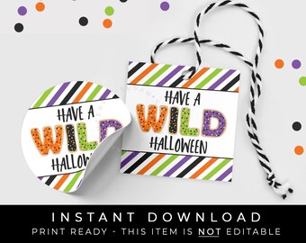 Instant Download WILD Halloween Animal Cracker Cookies Tag, Printable Frosted Animal Cracker Sprinkles Trick or Treat Tag, #180AID VIP