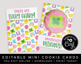 CUSTOMIZABLE You're My Lucky Charm Mini Cookie Cards, Printable Marshmallow St. Patrick's Day Cookies Personalized Packaging, Corjl #101 VIP