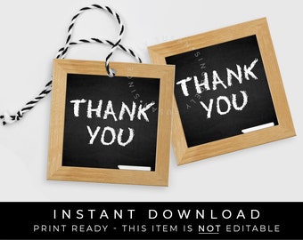 Instant Download Chalkboard Thank You Teacher Cookie Tag, Printable Thank You Gift Tag, Classroom School Treat Bag Tag, #CB147FID VIP