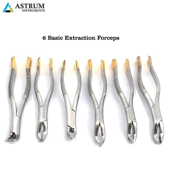 SLAKE 8-Piece Dental Luxating Root Elevators Kit - Gold Tip Stainless Steel Oral Surgery Tools