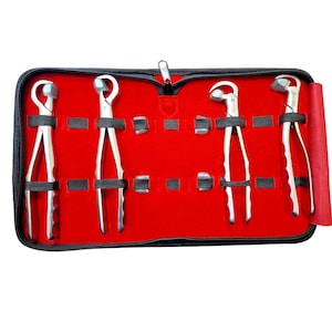 Dental Extraction Physics Forceps Dental Surgery Tools Kit Standard Series Set of 4 with Zipper Protected Pouch