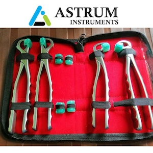 Dental Extraction Forceps Molar Series Set of 4 Pcs Dental Forceps Surgery Tools with 8 Bumper Guards
