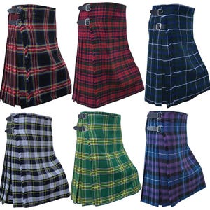 Scottish Tartan 8 Yard Kilt for Men  Detachable Pockets 16 Oz Tartan Custom Made Traditional Highlander Kilt Blue Dugles Black Stewart