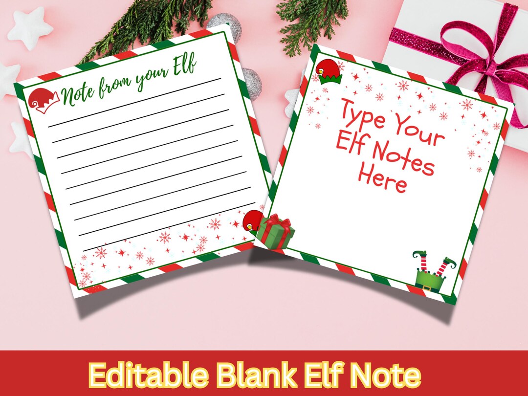 EDITABLE Blank Elf Notes, Note From Your Elf,editable Elf Note Cards ...