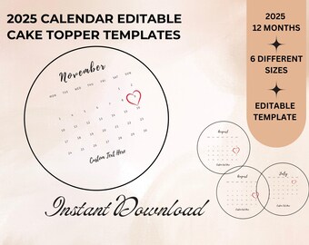 2025 Kalender Cake Topper Template: Burn Away Birthday (Digitaler Download)
