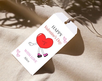 Editable Valentine's Day Gift Tag, Red Heart Design (Digital Download)