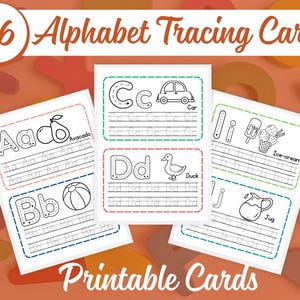 Alphabet Tracing Cards, Letter of the Alphabet, 26 ABC Phonics Tracing Cards. Preschool- Kindergarten flash cards,ABC cards, Printable Cards