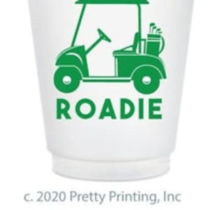 Reusable Shatterproof Cup - Golf Cart Roadie, Sold in Sets of 10, Golf enthusiast pro gift - Dishwasher Safe Plastic,  Golf lover, Golf Gift