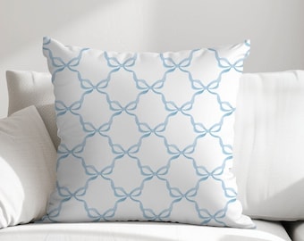 Pillow Cover, Watercolor Bows in Blue Pillow Cover with Zip Closure - Cover Only - Insert not included - dorm room, baby nursery Blue Bows