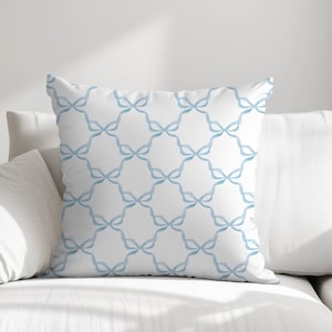 Pillow Cover, Watercolor Bows in Blue Pillow Cover with Zip Closure - Cover Only - Insert not included - dorm room, baby nursery Blue Bows
