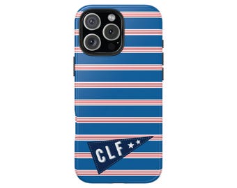 Monogram Case Personalized Coastal Nautical Stripes Burgee Flag  Preppy Phone Case Custom Initial iPhone 17 16 15 Pro Max