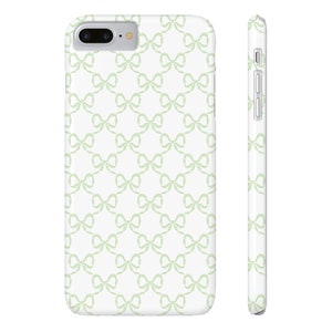 Preppy Bow Pattern Print, Coquette sage lime green, loveshackfancy inspired, preppy print Phone Case Slim, all iPhone 15 14 Plus Pro Max 13 image 5