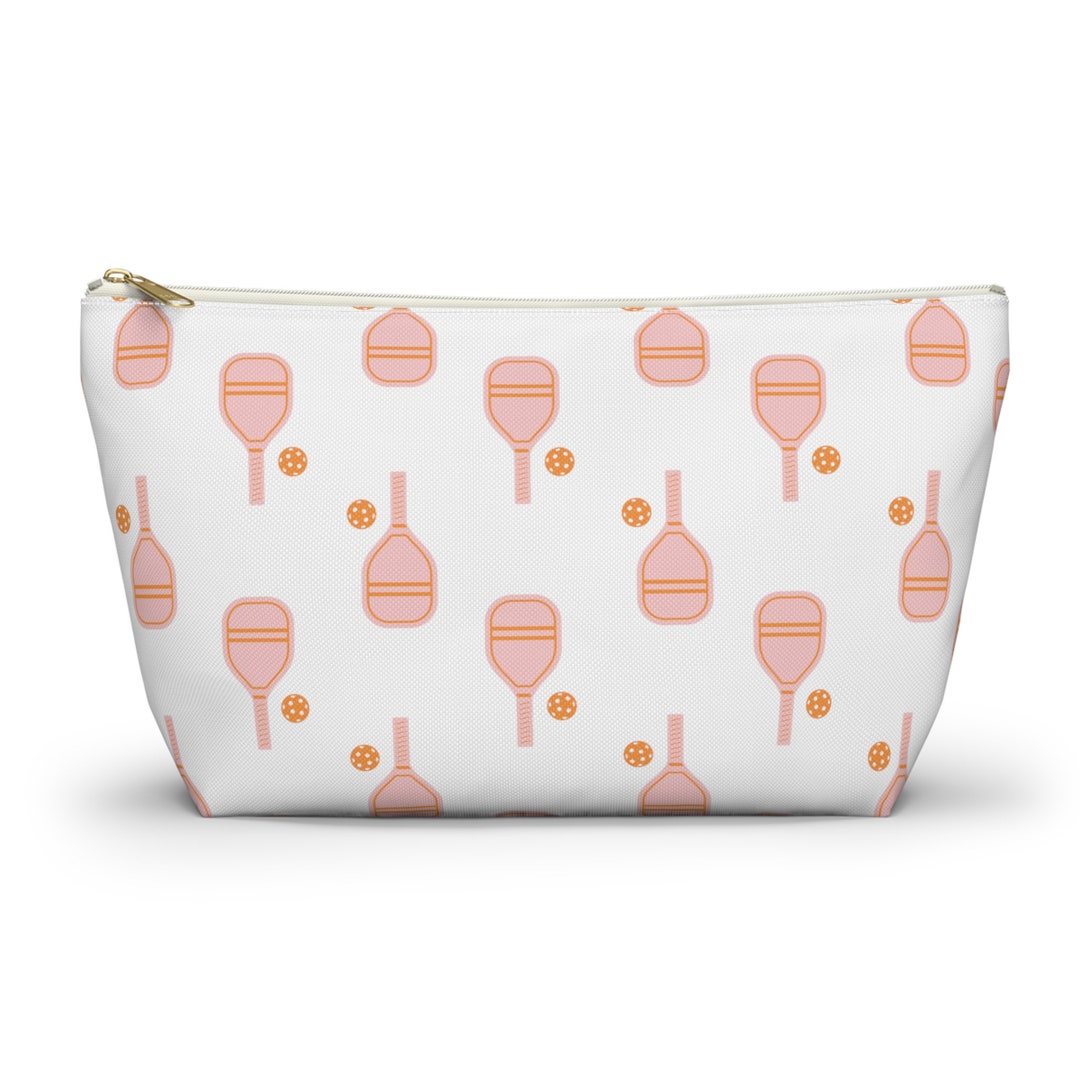 Pickleball Bag With Zipper, Pink and Orange, Makeup Case, Clutch, Accessory Zip Pouch Available