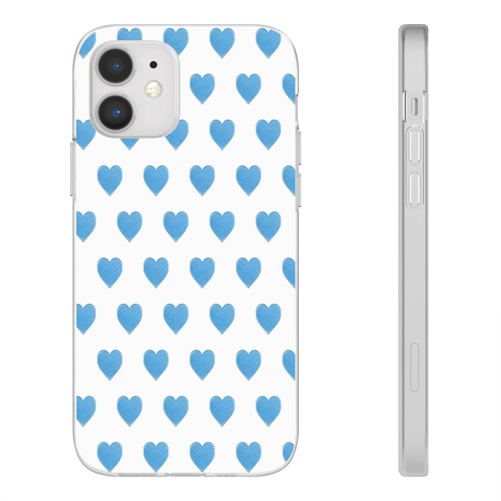 Flexible Phone Case Preppy Hearts Watercolor Blue iPhone Etsy