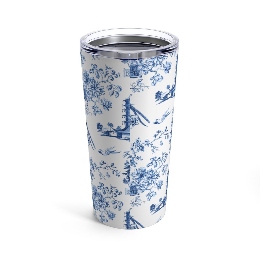 Chinoiserie Chic Blue and White Toile Tumbler Drink Stays