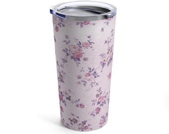 Tumbler 20oz, Floral Pattern Floral Preppy Chinoiserie Lover Gift, Lavender Purple hues , Mug Cup, Gift for Her, Coffee Tumbler, Tea Cup