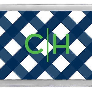 Lucite Acrylic Tray | Personalized with Name or Monogram Coastal Chic Outdoor entertaining Hostess gift Navy White gingham choose accent