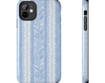 Stylish Blue Wallpaper Inspired, Coastal Grandmother, Milennial Trellis Pattern Print Phone Case | Tough Phone Case, Double Layer
